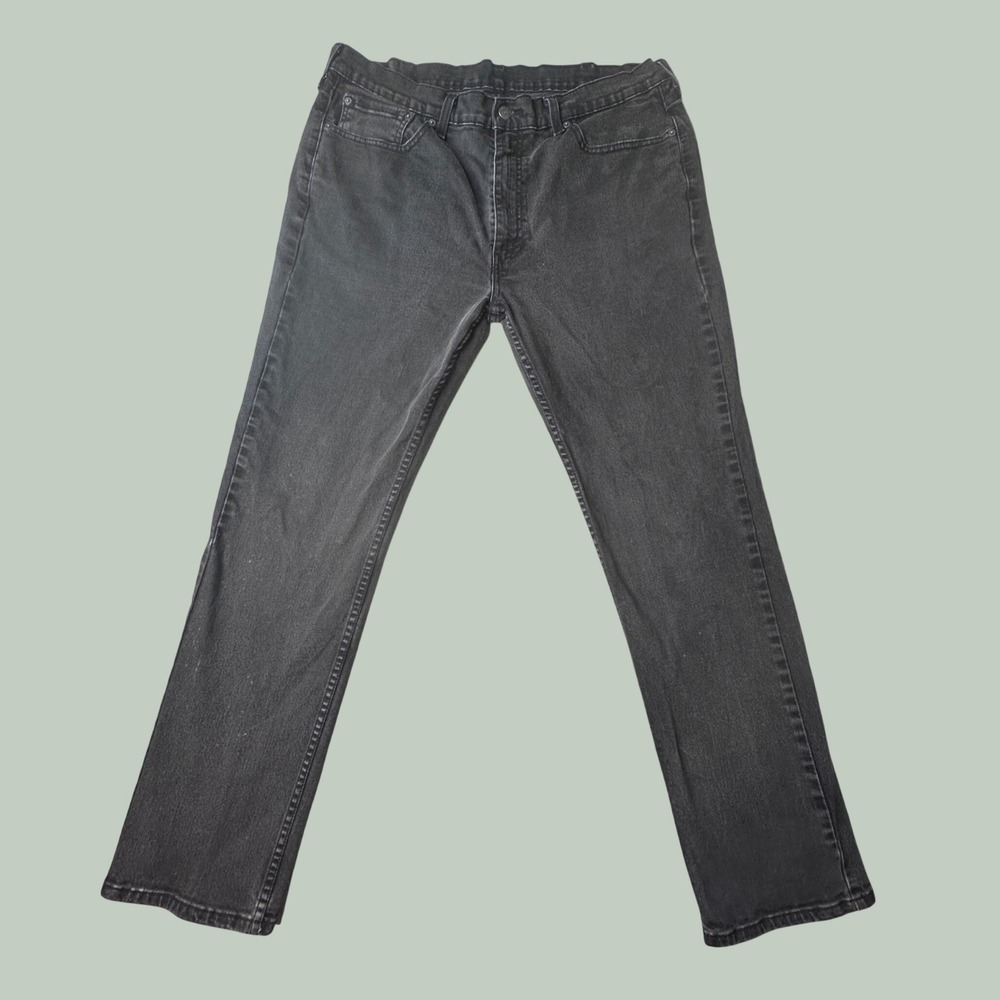 Levi's 514 Jeans Mens 38x32 Straight Fit Dark Wash Black Stretch Denim WaterLess